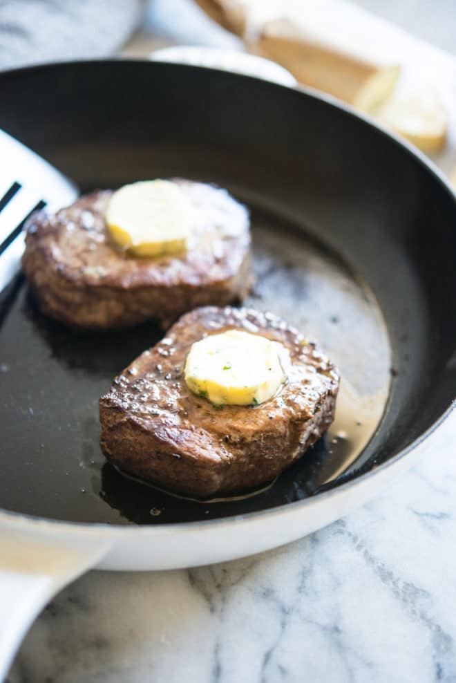 Filet mignon with herb butter
