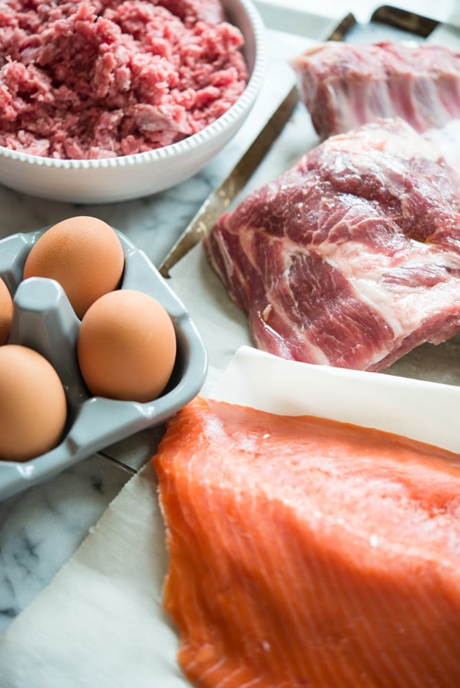 how to buy grass fed meat on a budget overhead view of proteins