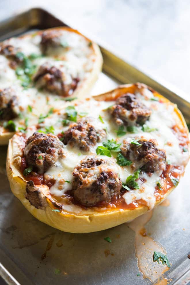 Spaghetti Squash Meatball Boats Fed & Fit