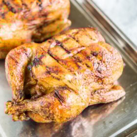 rotisserie chicken on a sheet pan
