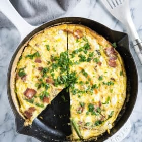 Frittata with Asparagus, Bacon, and Goat Cheese