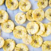 plantain chips on a marble board