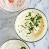 three savory greek yogurt sauces