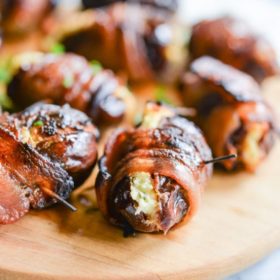 Bacon Wrapped Stuffed Dates with Cream Cheese