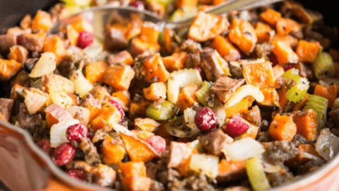 paleo sweet potato cranberry stuffing