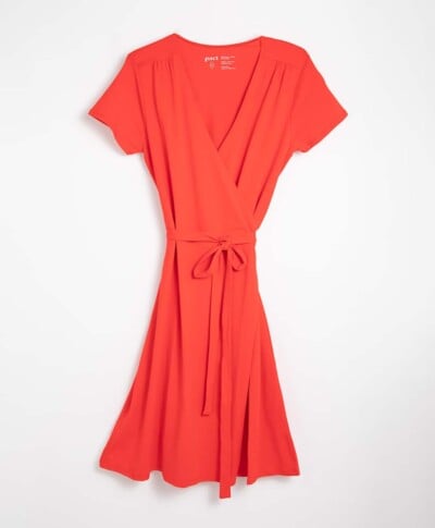sustainable fashion - red wrap dress
