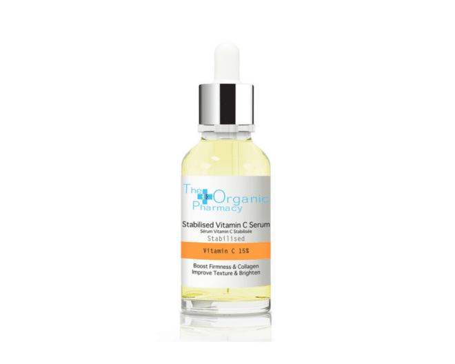 goop stabilised vitamin c serum in a clear glass bottle