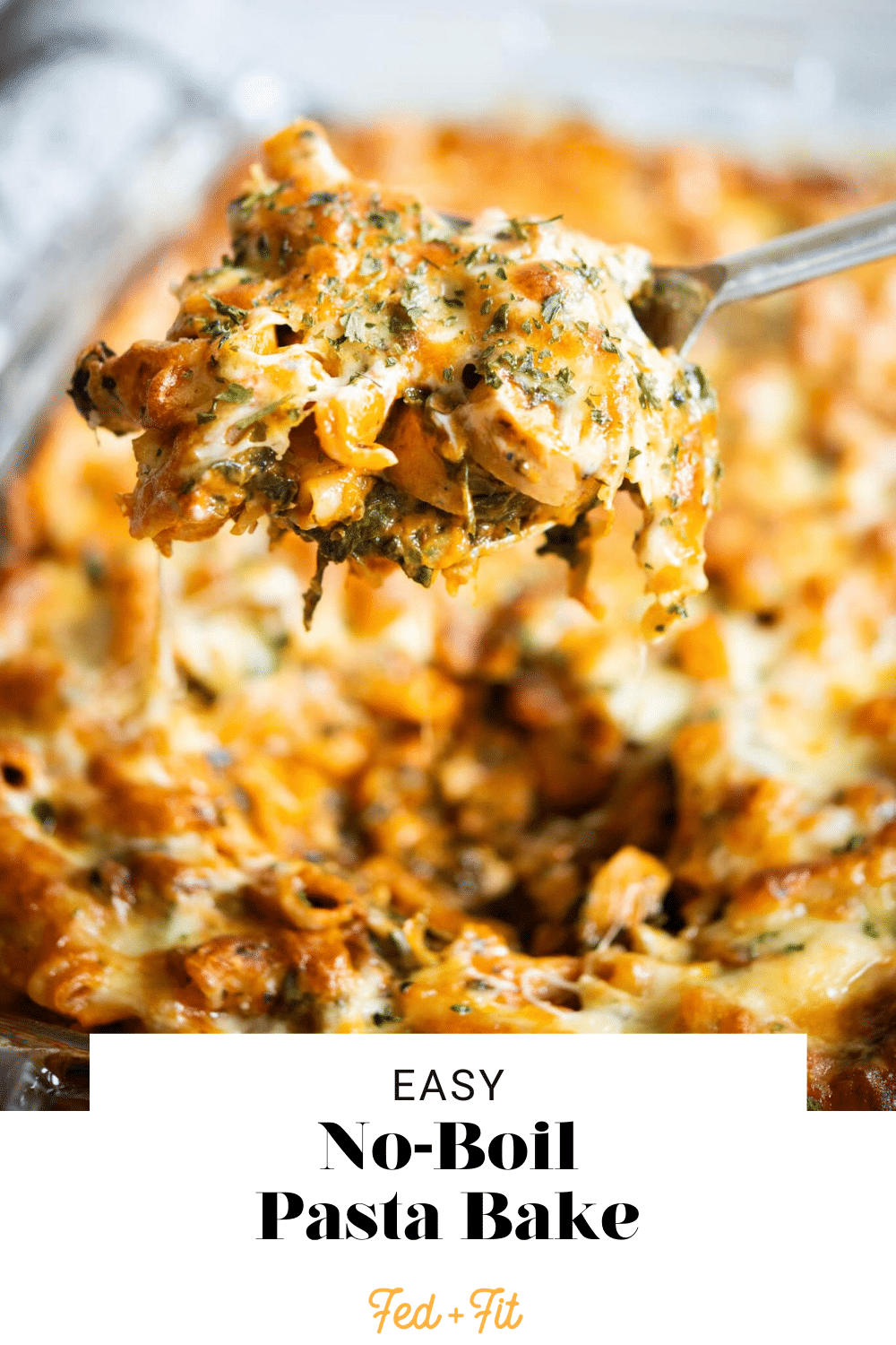 No Boil Pasta Bake with Sausage & Spinach - Fed + Fit