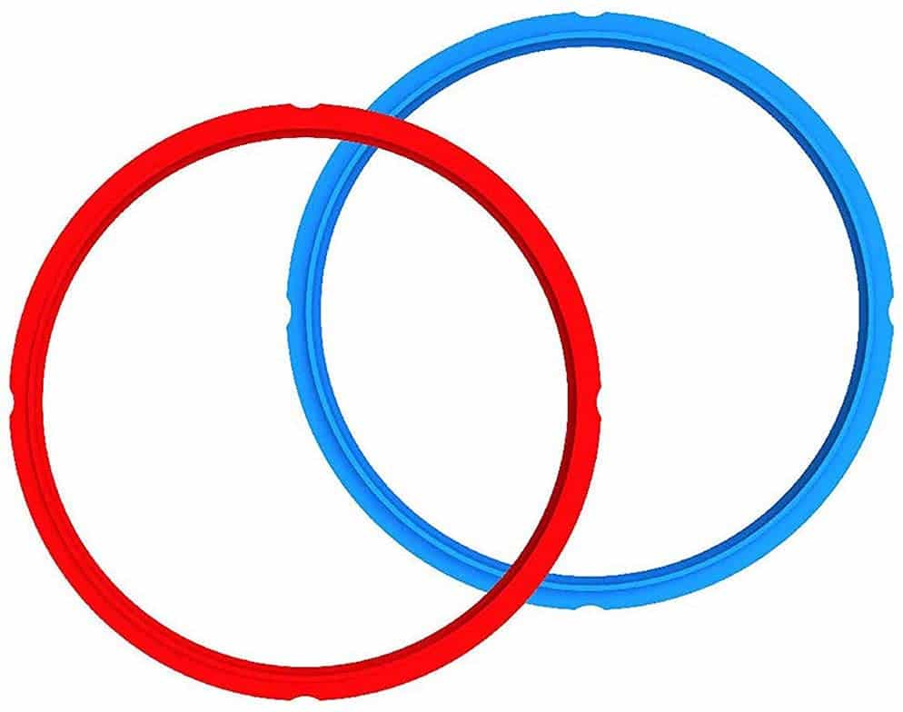 red and blue silicone rings laying over one another