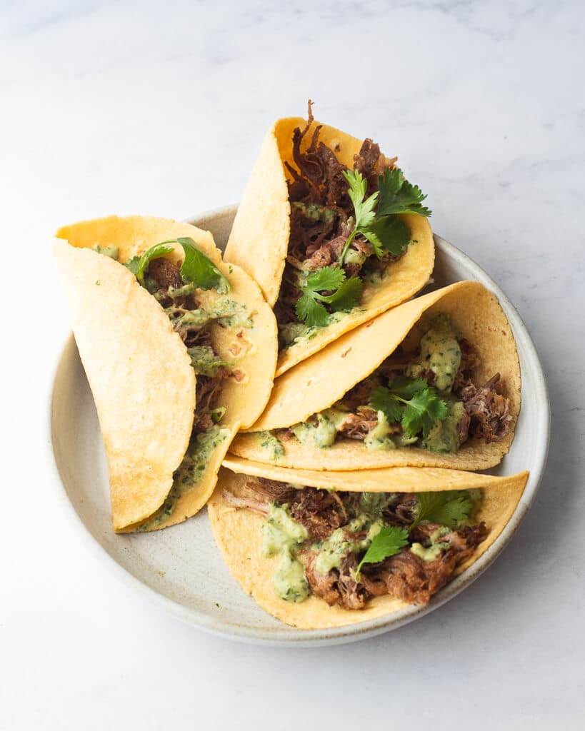 Instant Pot Chicken Carnitas - Garnished Plate