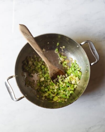 a large pot sauteed diced celery