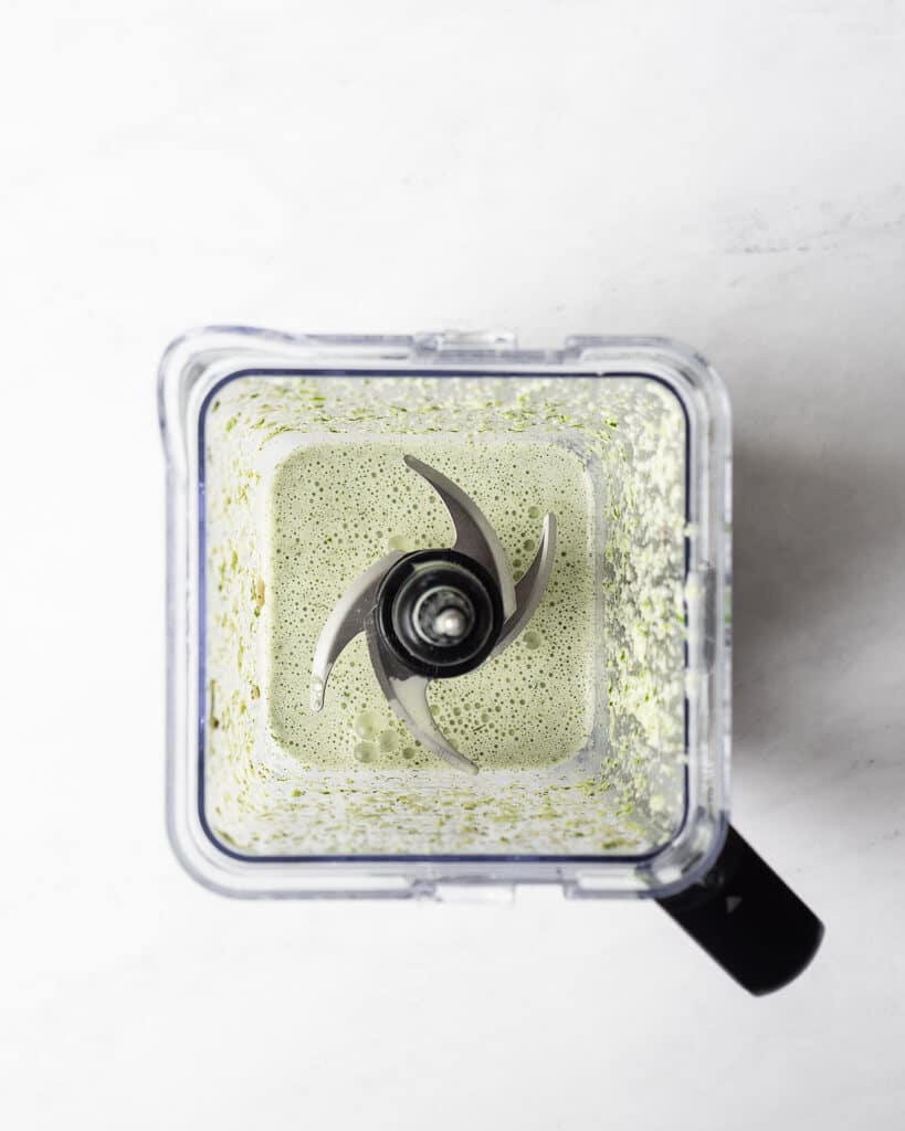 a blender of ready-to-enjoy homemade jalapeno ranch dressing