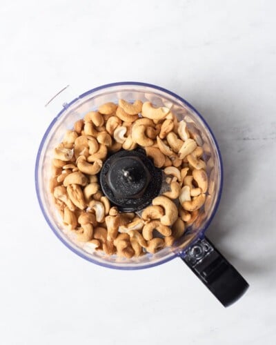 whole cashews in a food processor