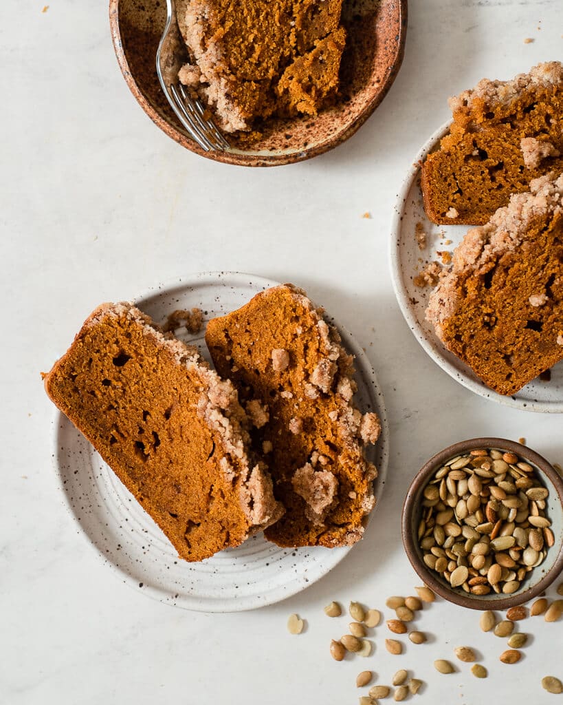 slices of pumpkin bread on a plate