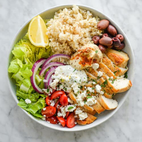 Greek-Inspired Chicken Bowl Recipe with Brown Rice - Fed & Fit