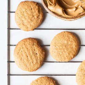 3 ingredient peanut butter cookies on a cookie rack