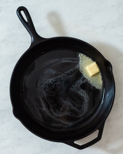 a cast iron skillet of butter