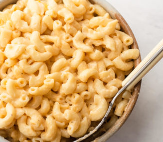 a bowl of instant pot mac and cheese