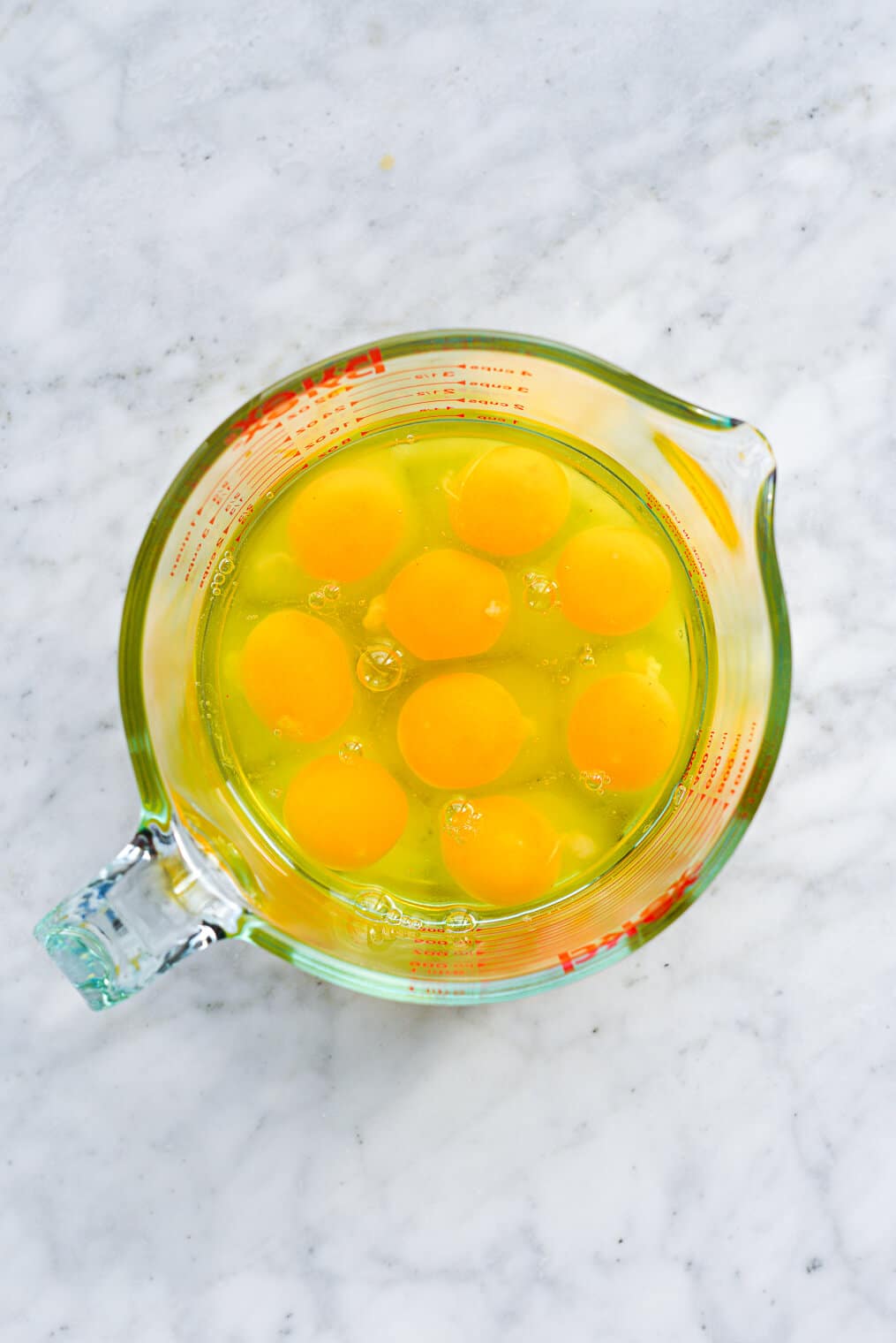 eggs in a large mixing bowl