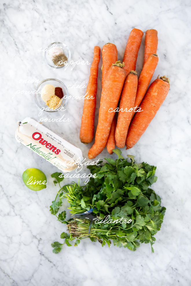 Ingredients for Breakfast Hash with Shredded Carrots