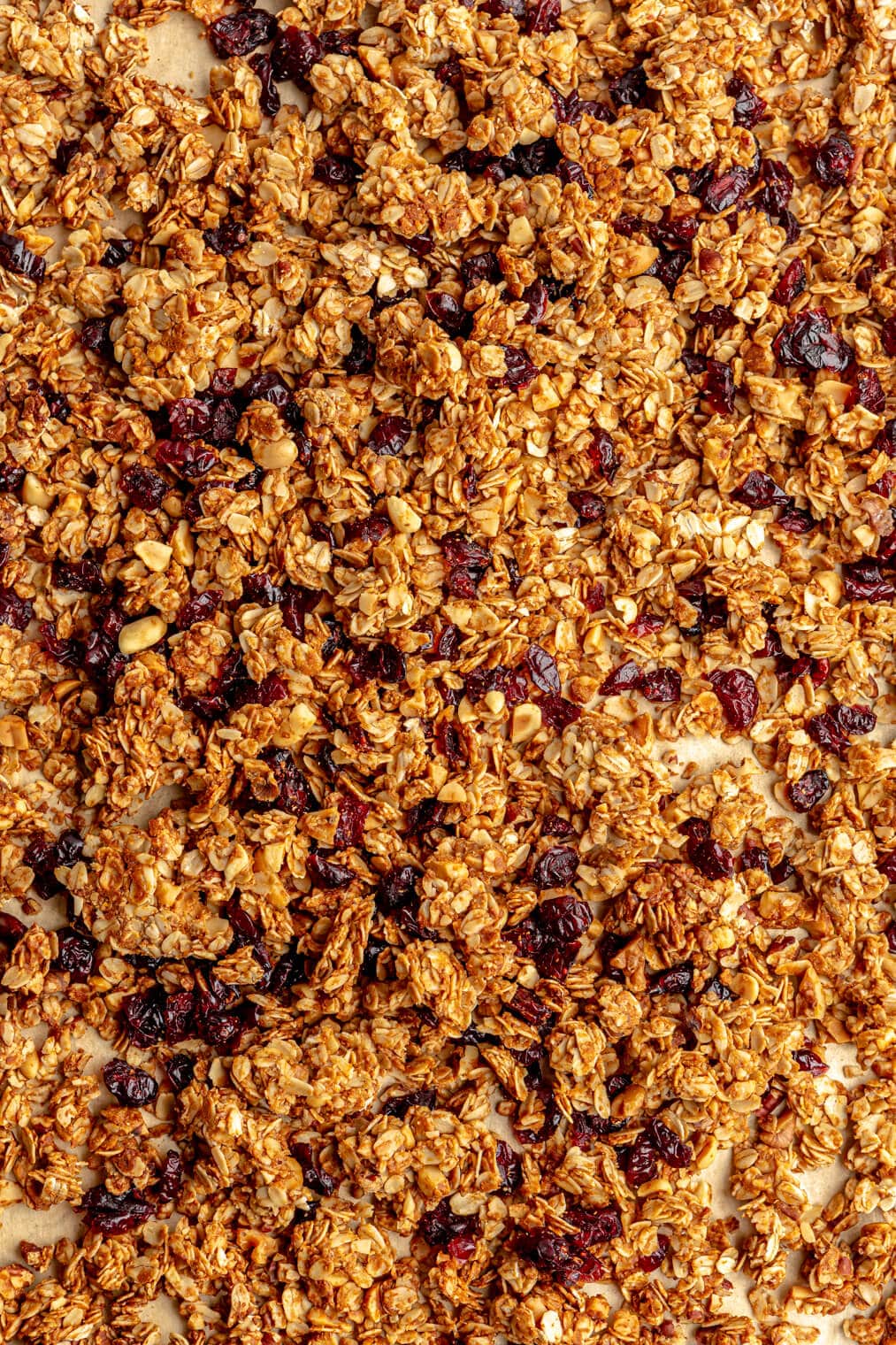 Granola with cranberries mixed in.