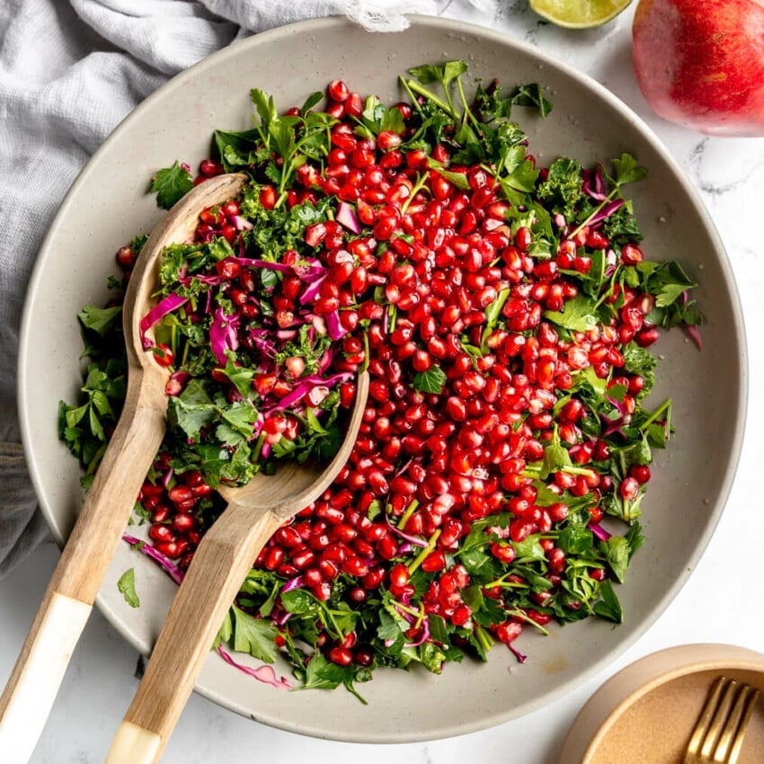 Kale Salad with Pomegranate Seeds | Fed & Fit