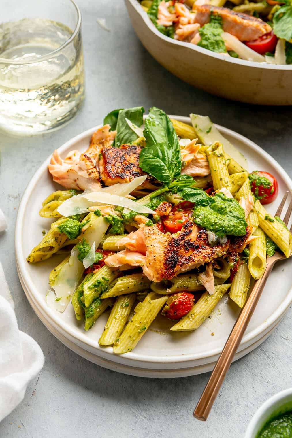 Quick & Easy Salmon Pesto Pasta Recipe Fed & Fit