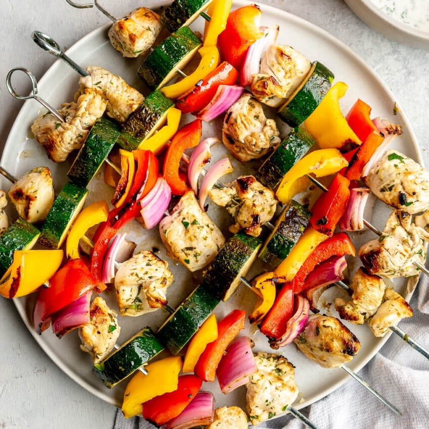 Perfect Chicken Kabobs with Veggies & a Tasty Dipping Sauce - Fed & Fit