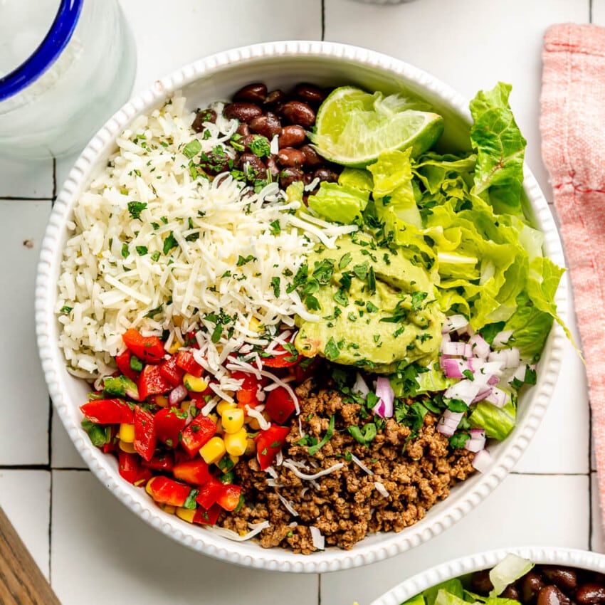 Ground Beef Burrito Bowl with Cilantro Lime Rice - Fed & Fit