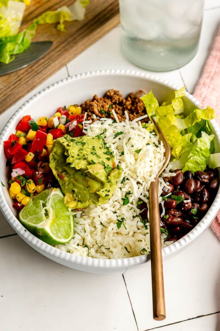 Ground Beef Burrito Bowl with Cilantro Lime Rice - Fed & Fit