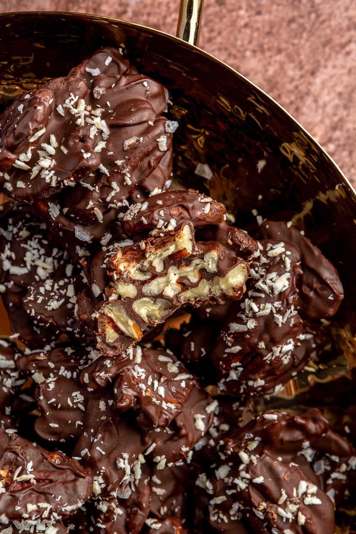 Crunchy nut clusters with chocolate chips in a bowl Stock Photo