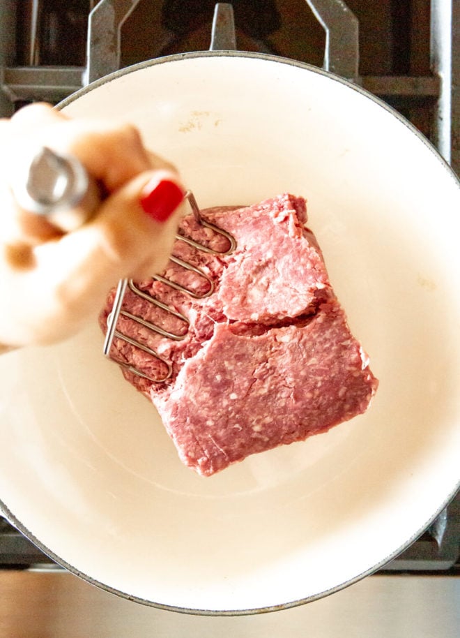 Cook Ground Meat Faster by Using a Potato Masher