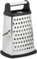 Metal, boxed cheese grater on a white background.