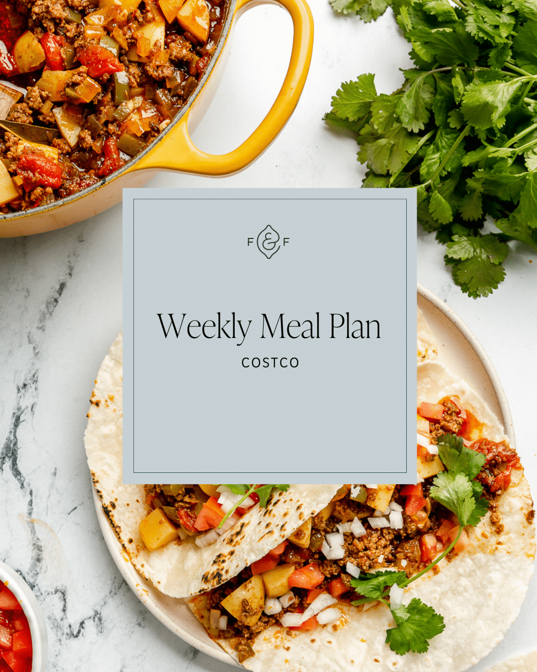 Costco weekly meal plan graphic.
