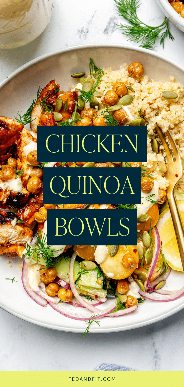 Chicken Quinoa Bowl with Crispy Chickpeas & Garlic Aioli - Fed & Fit