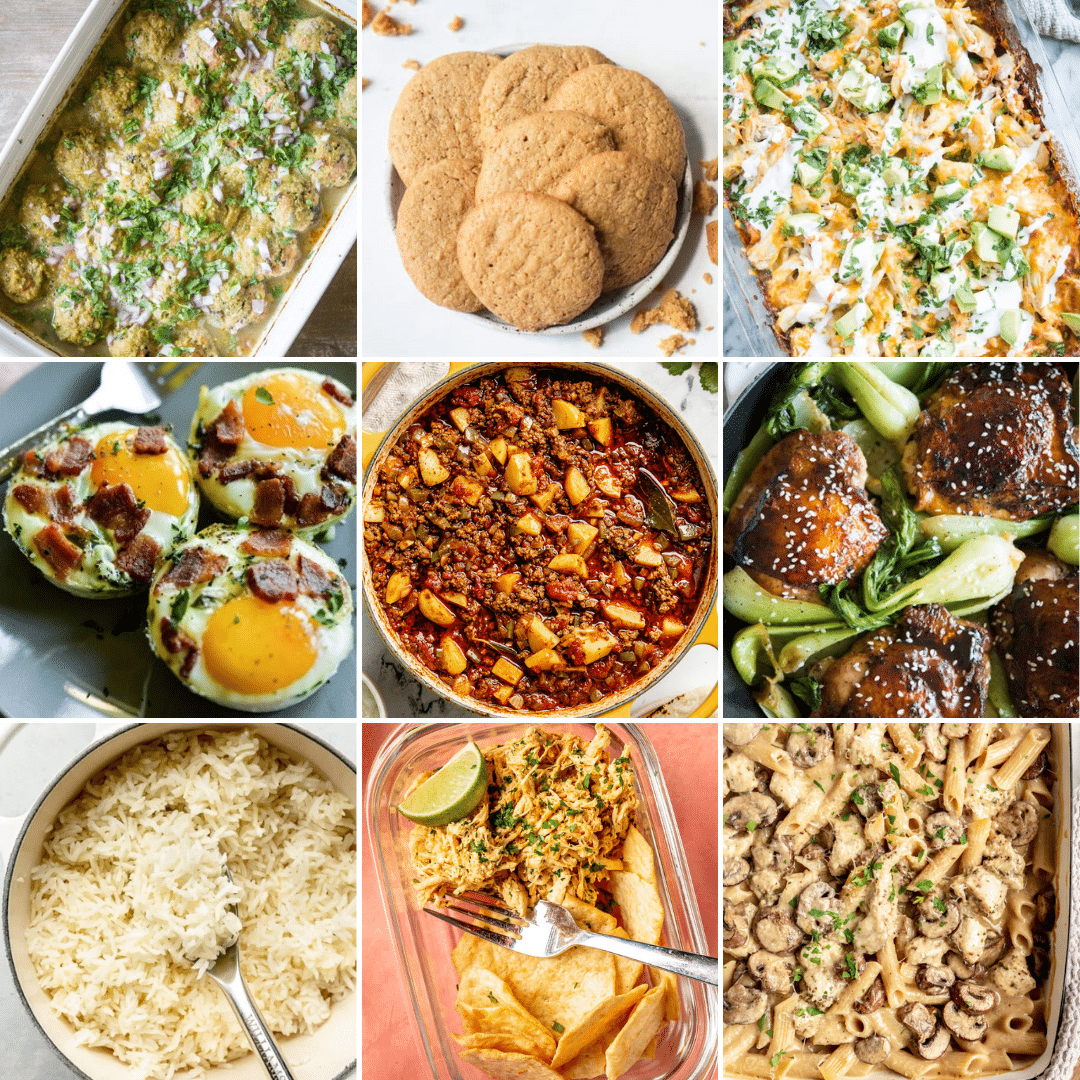A 3x3 grid of photos of meals that are included in a Super Saver meal plan.